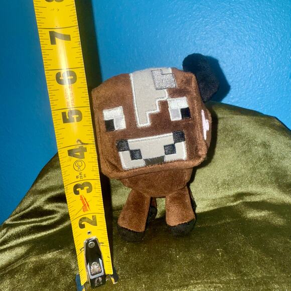 Minecraft Baby Cow Plush 6" JINX Mojang 2014 Brown Pixel Animal Toy EUC - Picture 2 of 4